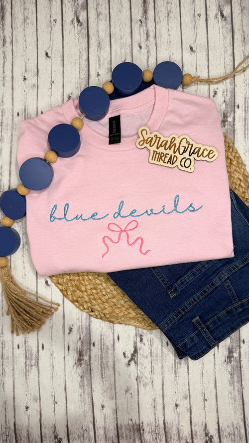 School mascot spirit shirt with bow for sports fans