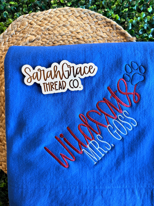 Custom school spirit blanket with mascot and personalized name