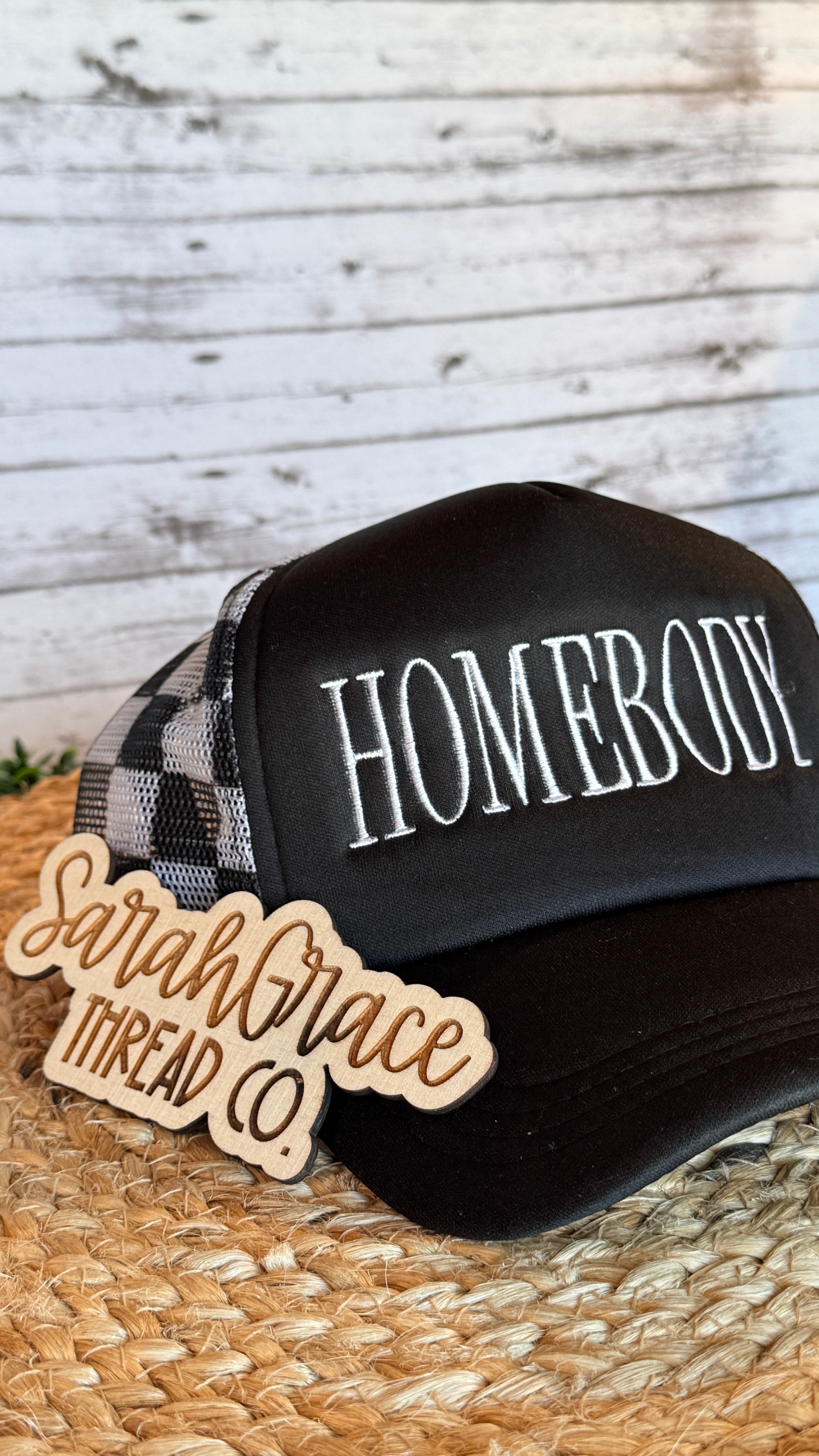 Homebody foam trucker hat with checkered back casual lifestyle hat